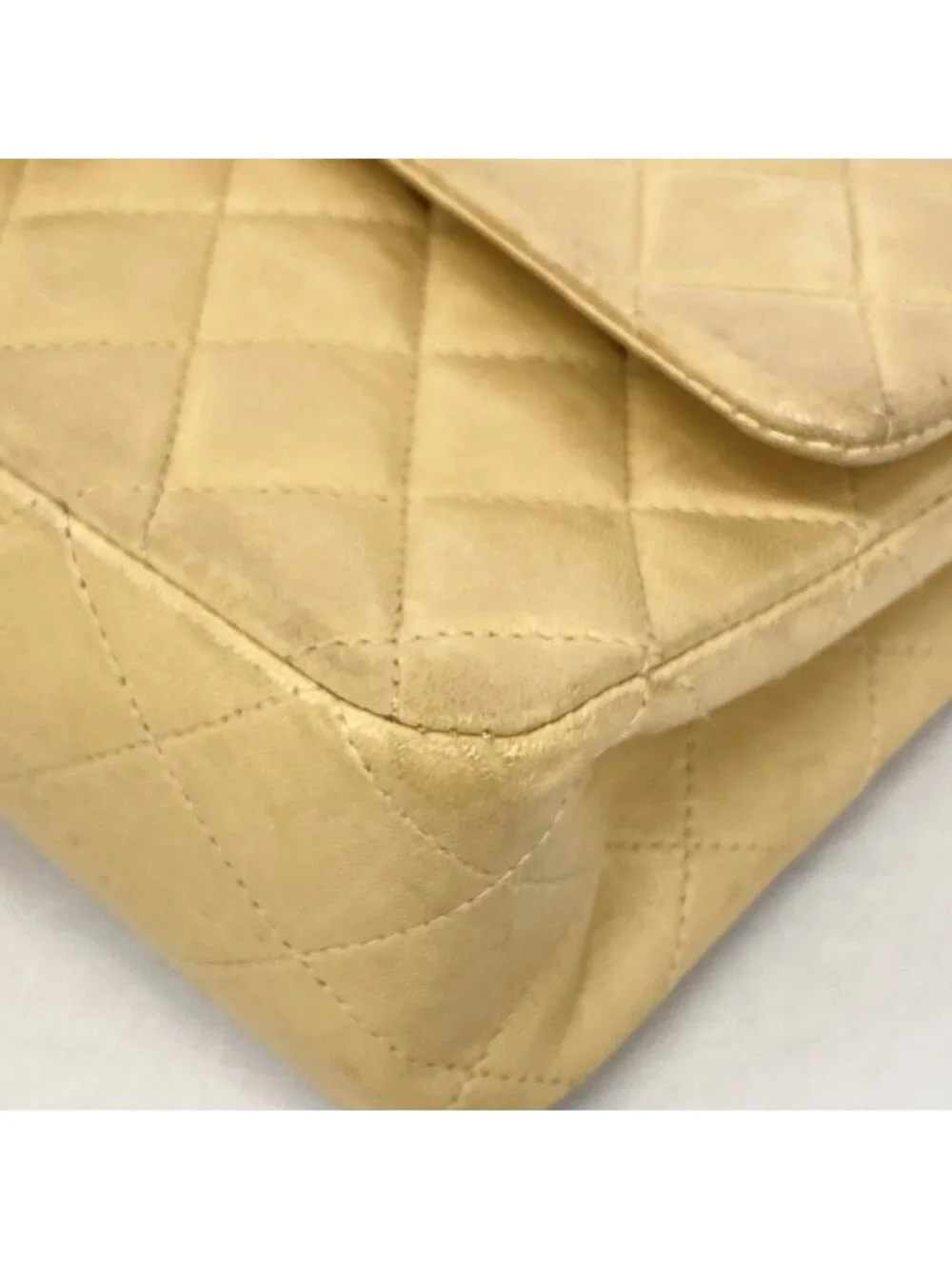 Chanel Shoulder Bag Quilted Lambskin Beige Gold